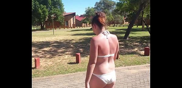  Publick piss walk | teen in bikini